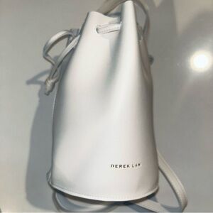 Derek Lam White Leather Drawstring Bucket Crossbody